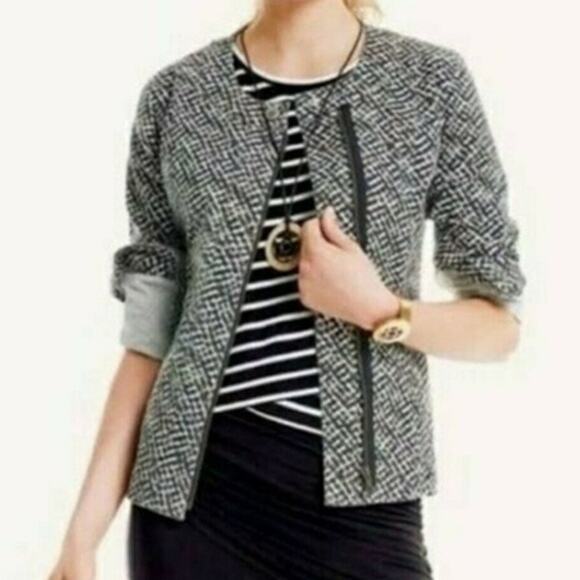 Cabi Cliffside Moto Jacket Zip Geocheck Blazer Coat Multicolor Academia Preppy M - Picture 8 of 11